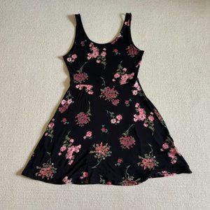 Express Black Floral Dress Sleeveless Stretchy Scoop Neckline S/P